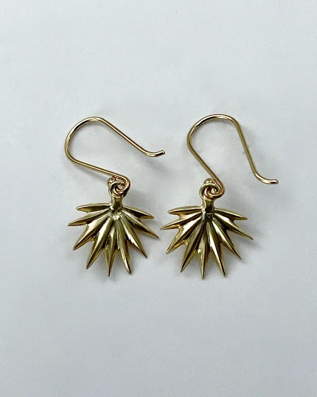 Bead weave earrings-Annette Ferdinandsen Tiny Gold Fan Palm Earrings