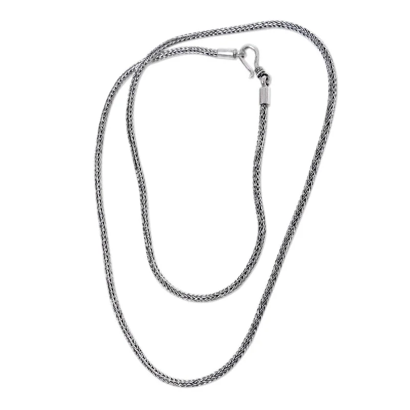 Smooth pendant necklaces-NOVICA Naga Tradition I, Sterling silver chain necklace