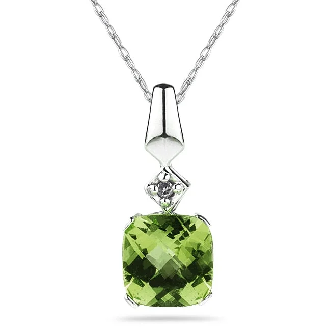 Luxe diamond necklaces-Marquee 10k White Gold Peridot and Diamond Necklace