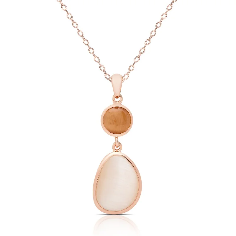 Sleek pendant necklaces-Samantha Stone Rose Gold Over Sterling Silver Simulated Cat's Eye Teardrop Necklace