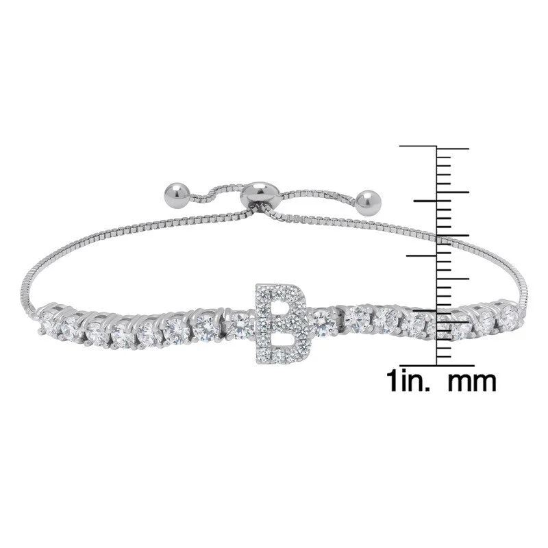 Tiny star bangles-Victoria Townsend .925 Sterling Silver Cubic Zirconia Initial Adjustable Bracelet