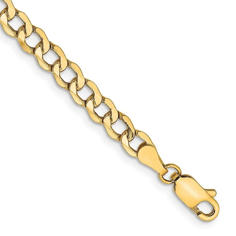 Layered chain bangles-Curata 14k Yellow Gold 4.3mm Semi Solid Curb Chain Bracelet Options: 7" 8"