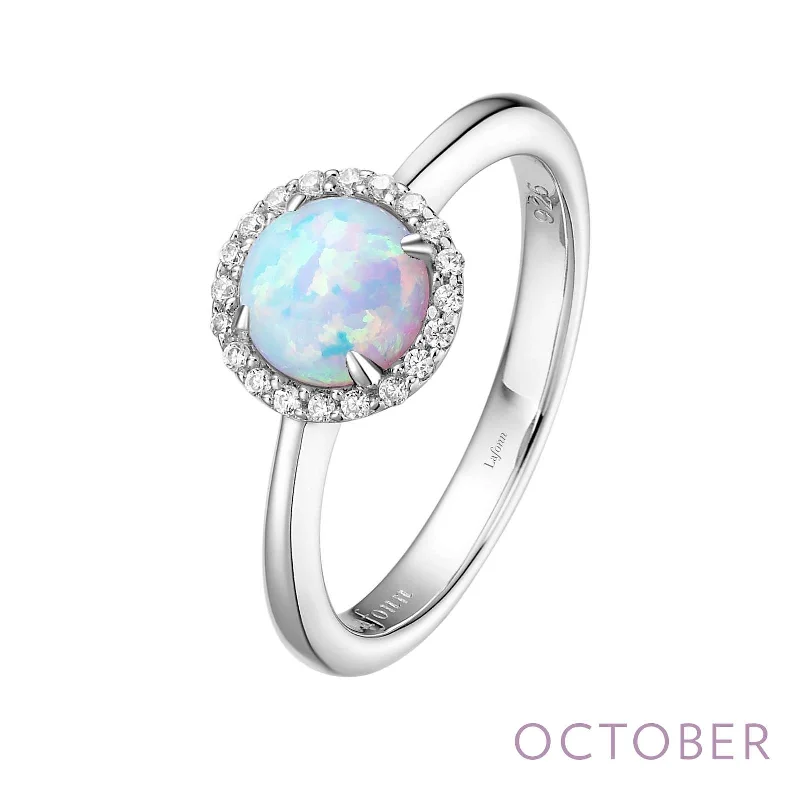 Heart gem engagement rings-Lafonn Simulated Diamond & Opal Birthstone Ring - October BR001OPP