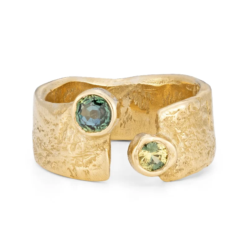 Chunky stone engagement rings-Water Green Laver Ring